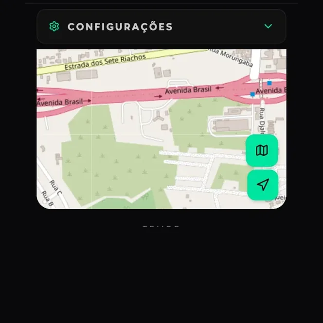 Corrida outdoor com mapa do percurso, tempo, distância, velocidade e pace